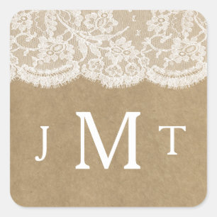 Sticker Carré Les sceaux de la collection Mariage Kraft & Lace