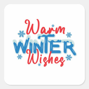 Sticker Carré Les souhaits d'hiver chauds