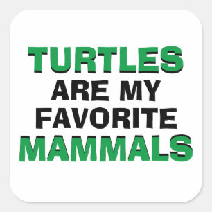 Sticker Carré Les Tortues Sont Mes Mammifères Préférés Blague De