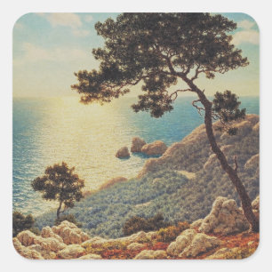 Sticker Carré Les trois corniches de la Côte d'Azur 