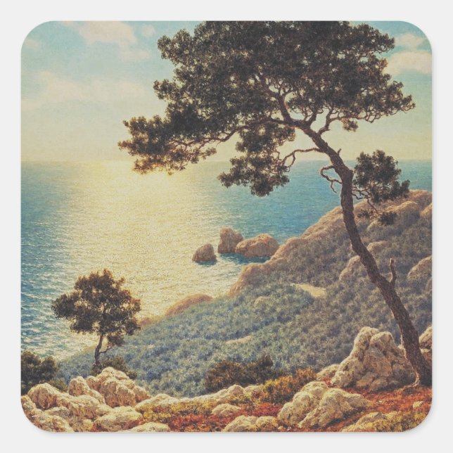 Sticker Carré Les trois corniches de la Côte d'Azur  (Devant)
