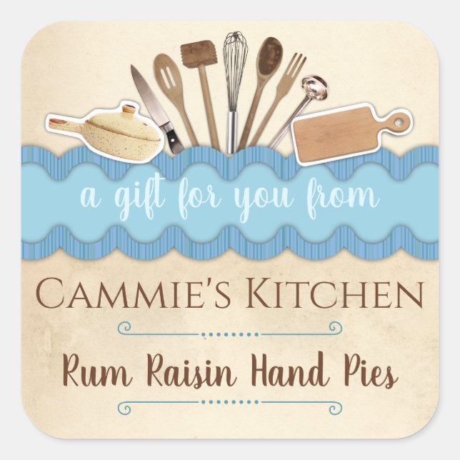 Sticker Carré Les ustensiles chics Shabby personnalisés maison p (Devant)