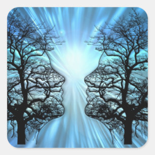 Sticker Carré Les visages dans les arbres ressemblent à des ner