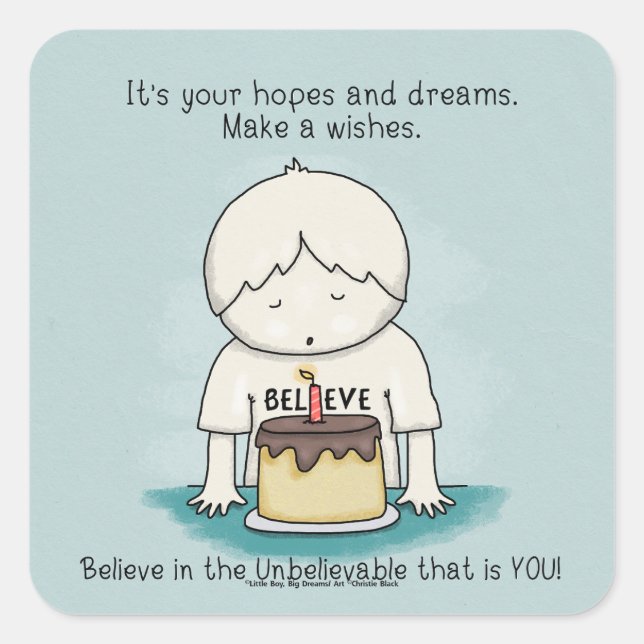 Sticker Carré Les voeux sont des espoirs et des rêves (Devant)