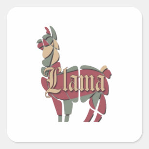 Sticker Carré Les yeux de Llama