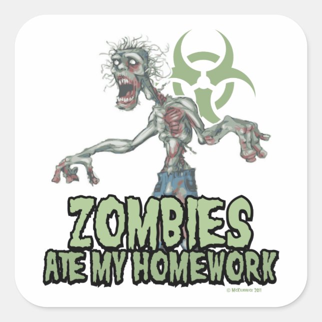 Sticker Carré Les Zombies mangent mes devoirs (Devant)