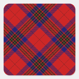 Sticker Carré Leslie tartan rouge bleu violet plaid