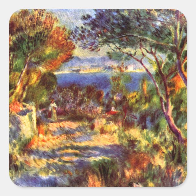 Sticker Carré L'Estaque par Pierre Renoir, Impressionnisme Vinta (Devant)