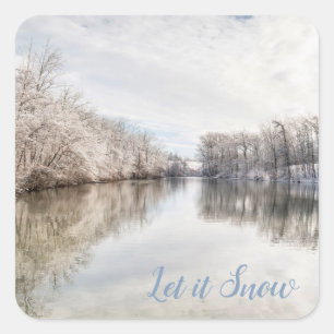 Sticker Carré Let It Snow Winter Scene Photo