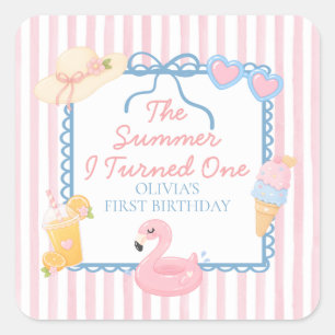Sticker Carré L'été où j'ai eu un an, première fête d'anniversai
