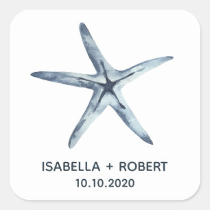 Sticker Carré L'étoile bleue   Monogramme Mariage