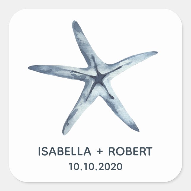 Sticker Carré L'étoile bleue | Monogramme Mariage (Devant)