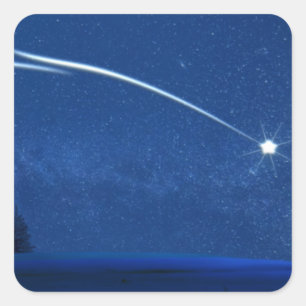 Sticker Carré L'étoile du Nord au-dessus de la forêt