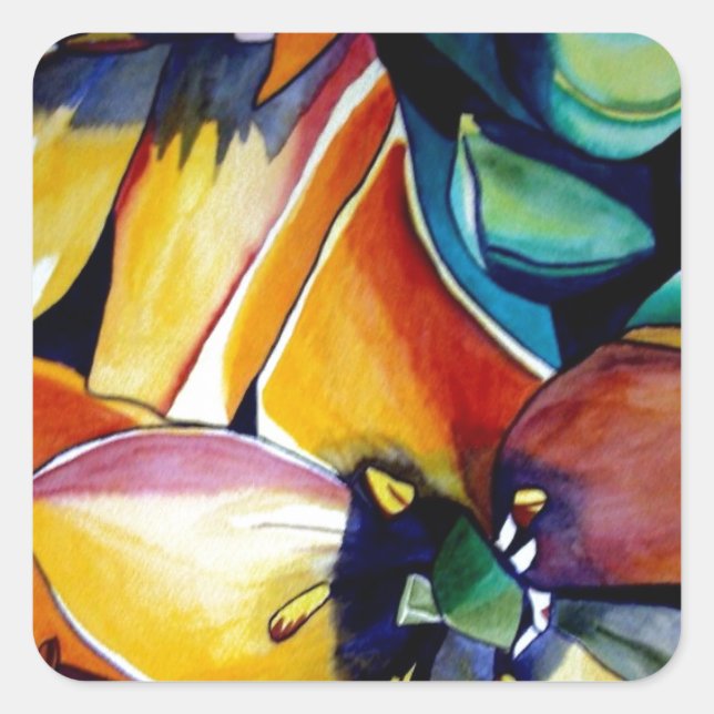 Sticker Carré L'étoile jaune de Bethléem l'aquarelle de fleurs (Devant)