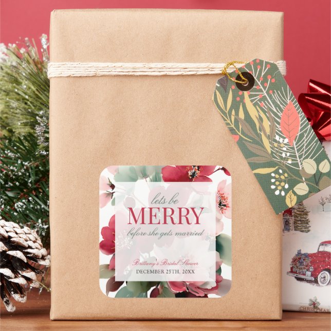 Sticker Carré Let's Be Merry Christmas Wedding Bridal Shower (vacances)