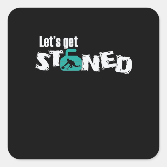 Sticker Carré Let's Stoned Curling (Devant)