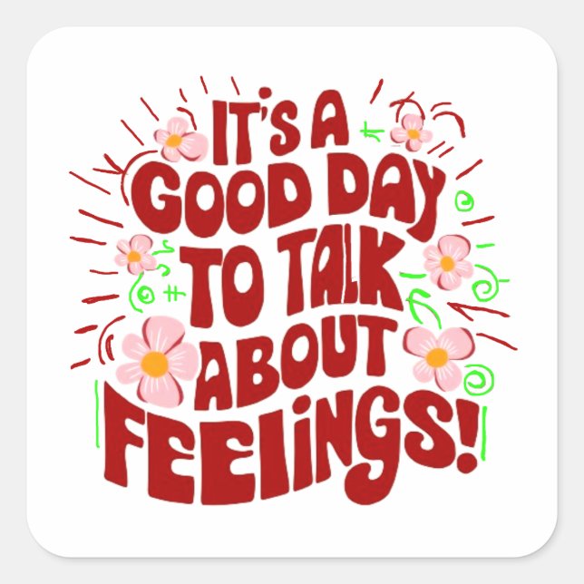 Sticker Carré Let's talk about feelings (Devant)