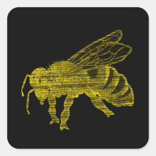 Sticker Carré Letterpress Bee
