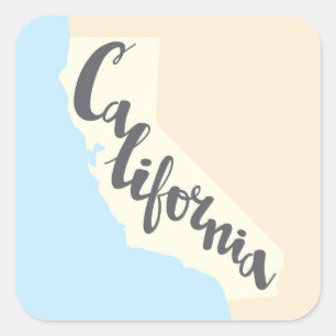 Sticker Carré Lettrage de brosse de la Californie avec la carte