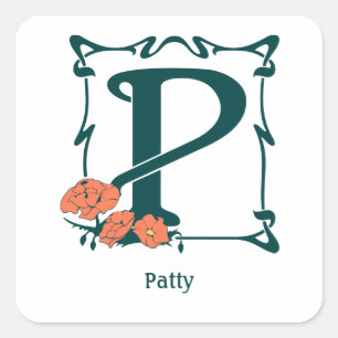 Sticker Carré Lettre Art nouveau vintage P