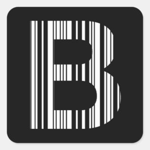 Sticker Carré LETTRE B CODE BARRE Premier Motif de code barre in