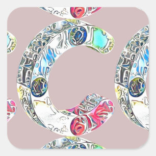 Sticker Carré LETTRE C Alphabet Créatif