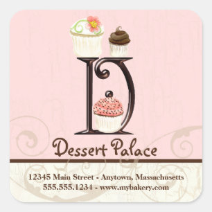 Sticker Carré Lettre D Monogramme Logo Cupcake Camions commercia
