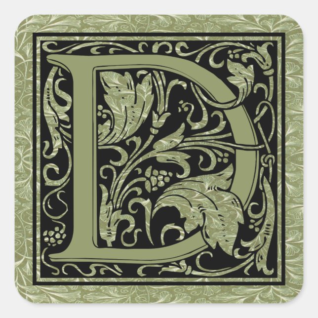 Sticker Carré Lettre D Première Lettre Monogramme (Devant)