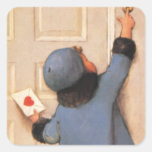 Sticker Carré Lettre d'amour vintage par Jessie Willcox Smith