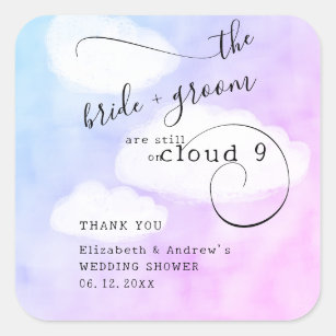 Sticker Carré Lettre de Cloud 9 Humour Wedding shower Merci