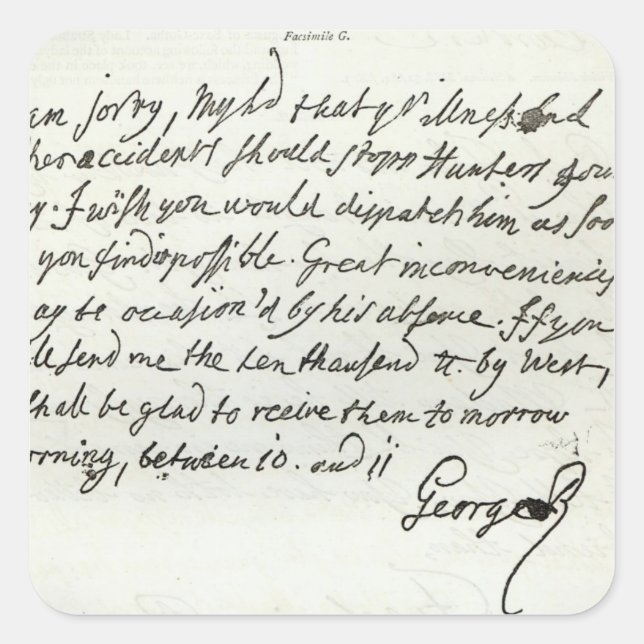 Sticker Carré Lettre de George II au duc de Newcastle (Devant)