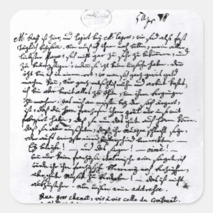 Sticker Carré Lettre de Mozart à son Père, 5 avril