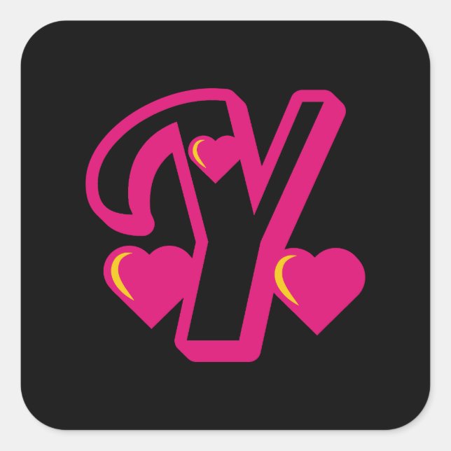 Sticker Carré Lettre de Varsity rose preppy Y, lettre rose y Cla (Devant)