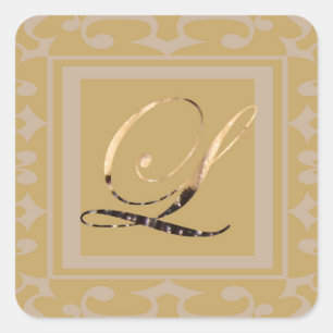 Sticker Carré LETTRE D'OR Élégante L MONOGRAPHIQUE Sophistiqué