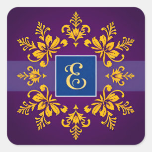 Sticker Carré Lettre E baroque décoration personnalisée & Cadeau