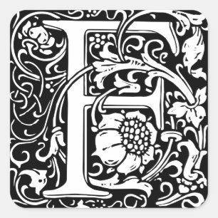 Sticker Carré Lettre F Monogramme médiéval Art Nouveau