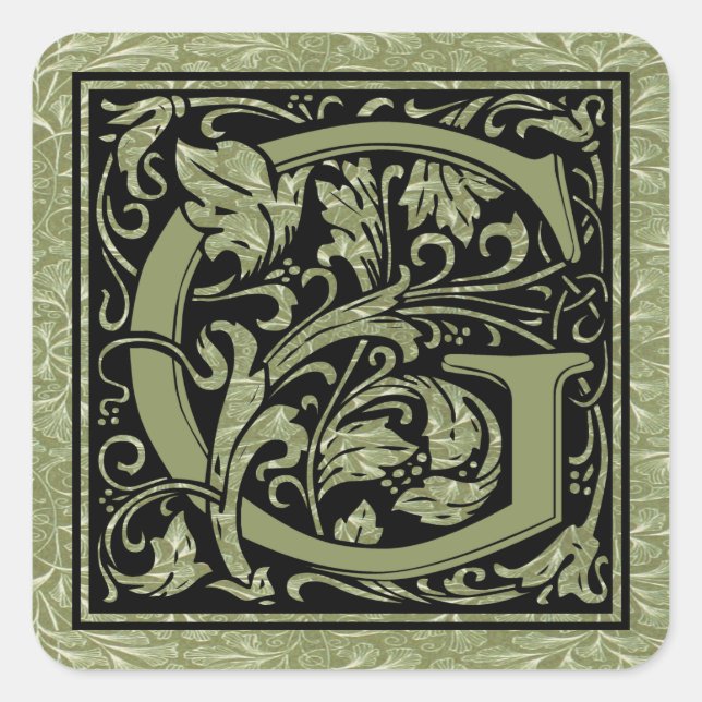 Sticker Carré LETTRE G PREMIÈRE LETTRE MONogramme (Devant)