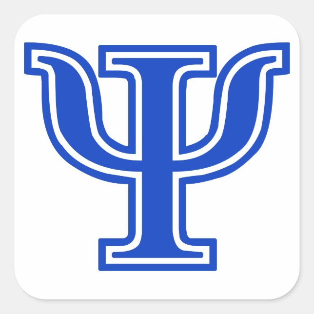 Sticker Carré LETTRE GRECQUE Psi Bleu MONogramme INITIAL (Devant)