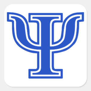 Sticker Carré LETTRE GRECQUE Psi Bleu MONogramme INITIAL