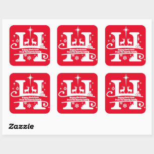 Sticker Carré Lettre H Monogramme Nom de famille initial Salutat
