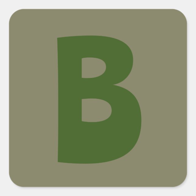 Sticker Carré LETTRE INITIALE Élégante MONOGRAPHIQUE VERT (Devant)