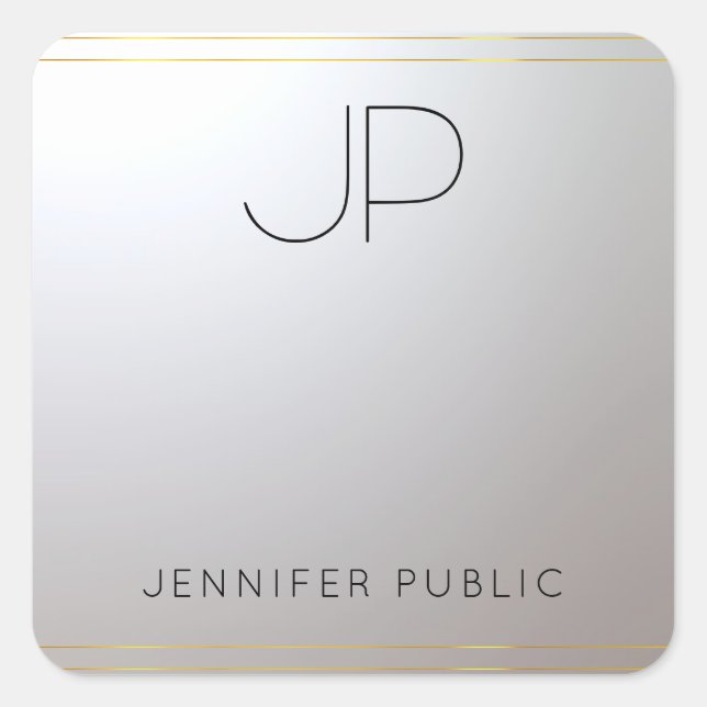 Sticker Carré LETTRE INITIALE Modèle D'ARGENT D'OR (Devant)