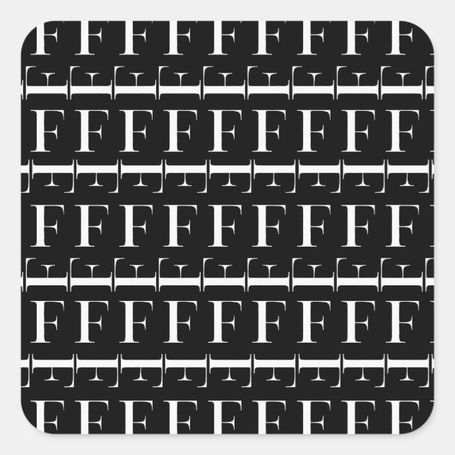 STICKER CARRÉ LETTRE INITIALE MONÂTRE F (Devant)