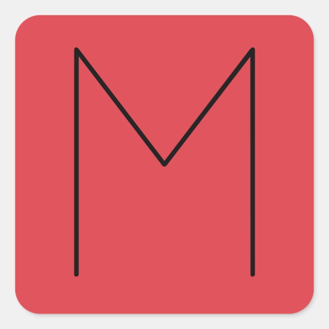 Sticker Carré Lettre initiale Monogramme moderne minimaliste rou (Devant)