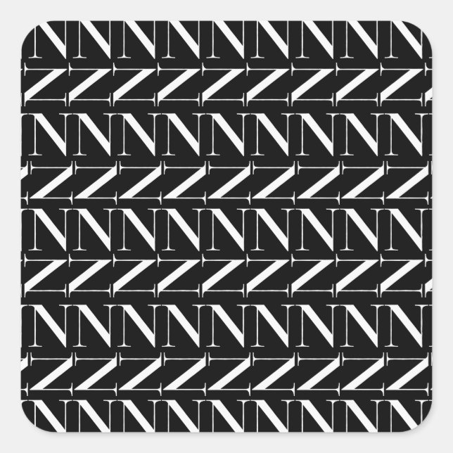 Sticker Carré Lettre initiale monogramme N (Devant)