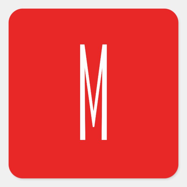 Sticker Carré Lettre initiale Monogramme Style moderne Rouge Bla (Devant)