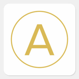 STICKER CARRÉ LETTRE INITIALE MONOGRAPHIQUE ÉLÉGANTE OR COULEUR