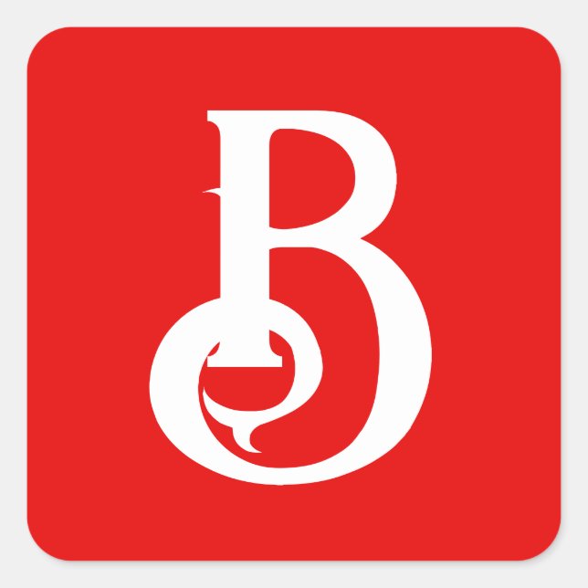 Sticker Carré LETTRE INITIALE MONOMOBILE ROUGE BLANC Classique (Devant)