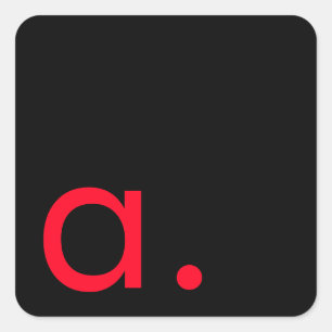 STICKER CARRÉ LETTRE INITIALE NOIRE ROUGE LETTRE NOIRE PLACE