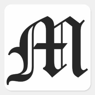 Sticker Carré Lettre M Vieux texte anglais sur le Arrière - pla